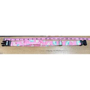 Adjustable Pink Floral Dog Collar 19-24" With Buckle & Metal Loop